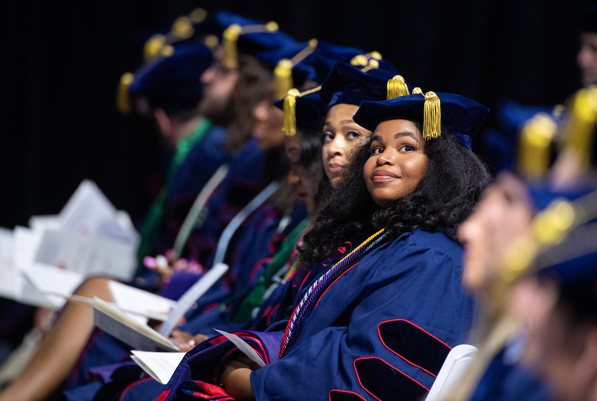 Graduates at commencement