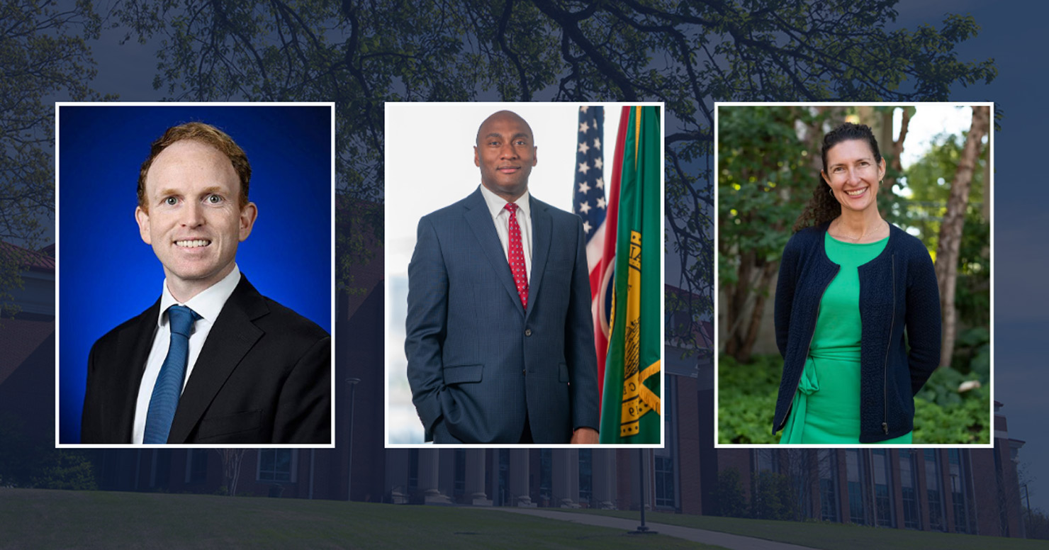 Images of new 2026 Law School Faculty, left to right, Matthew Baker, Lee Harris and Rebecca Horwitz-Willis