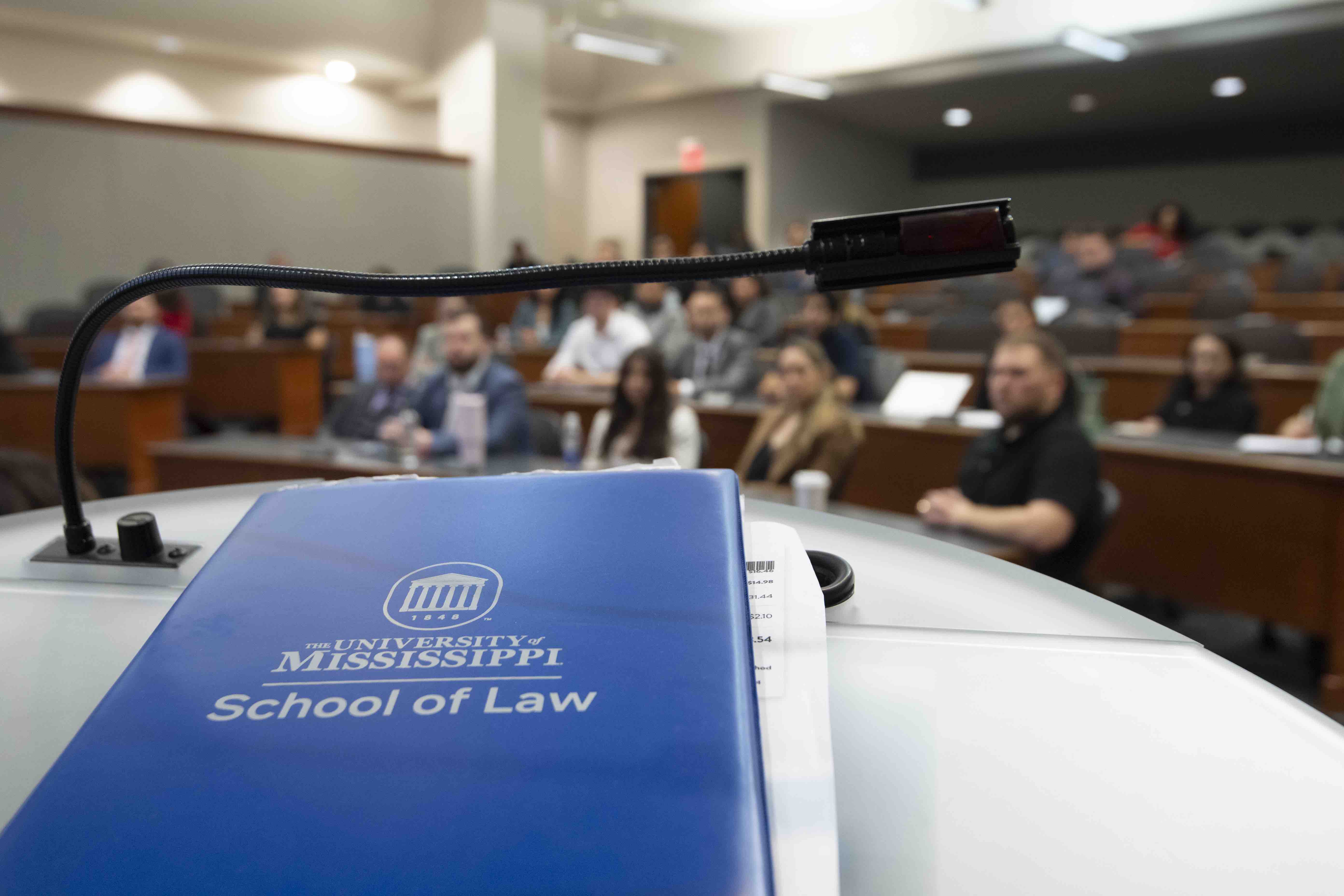 Law School folder on podium 