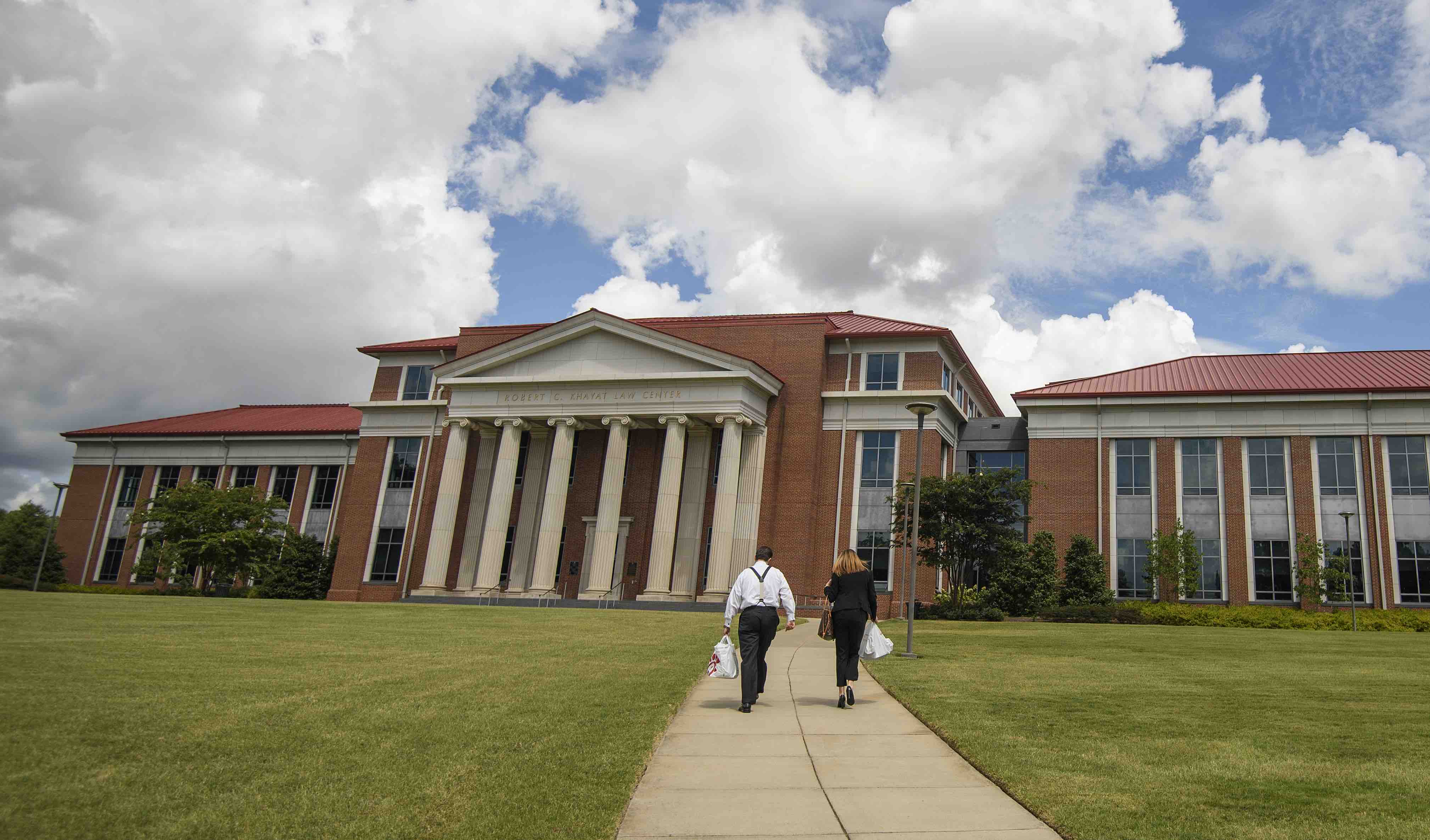 people walking up to the law center 