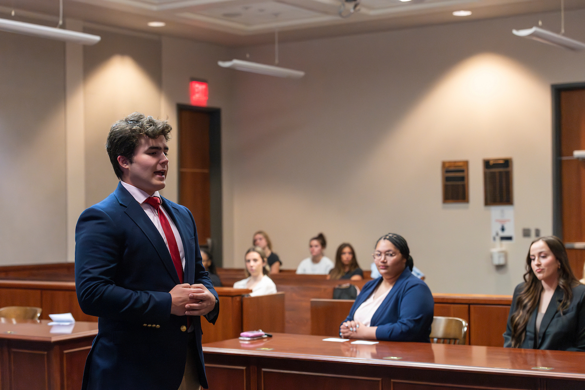 Law student in courtroom