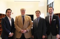 Pictured are (from left to right): Nader Jarun,3L; Professor John Czarnetzky; Professor Mercer Bullard, Institute Director; and Cory Ferraez, 3L. Jarun and Ferraez helped start the Business Law Network, the student arm of the Institute.