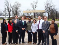 Left to right: Kellie Grizzell, Sparkle Jennings, Ashton Fisher, Jacob Waldo, MacArthur Justice Center Director Cliff Johnson, Breanna Goff, Sampada Kapoor, Rob Noland, Michael Shoptaw, and Naura Guillaume
