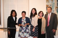Tiffany Graves with Professor Donna Davis, Adrea Watford, Professor Debbie Bell and Dean Richard Gershon.