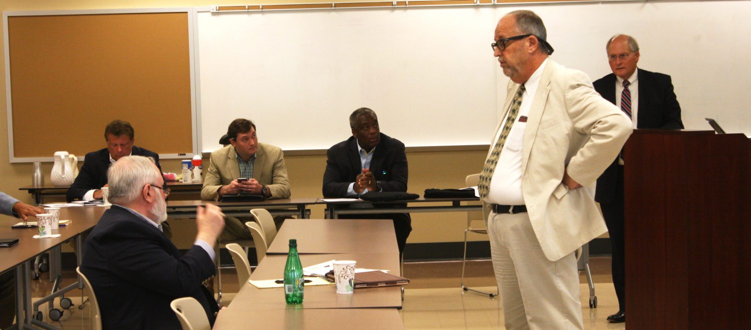 UM Law Professor Philip Broadhead presents research to the Sentencing Disparity Task Force.