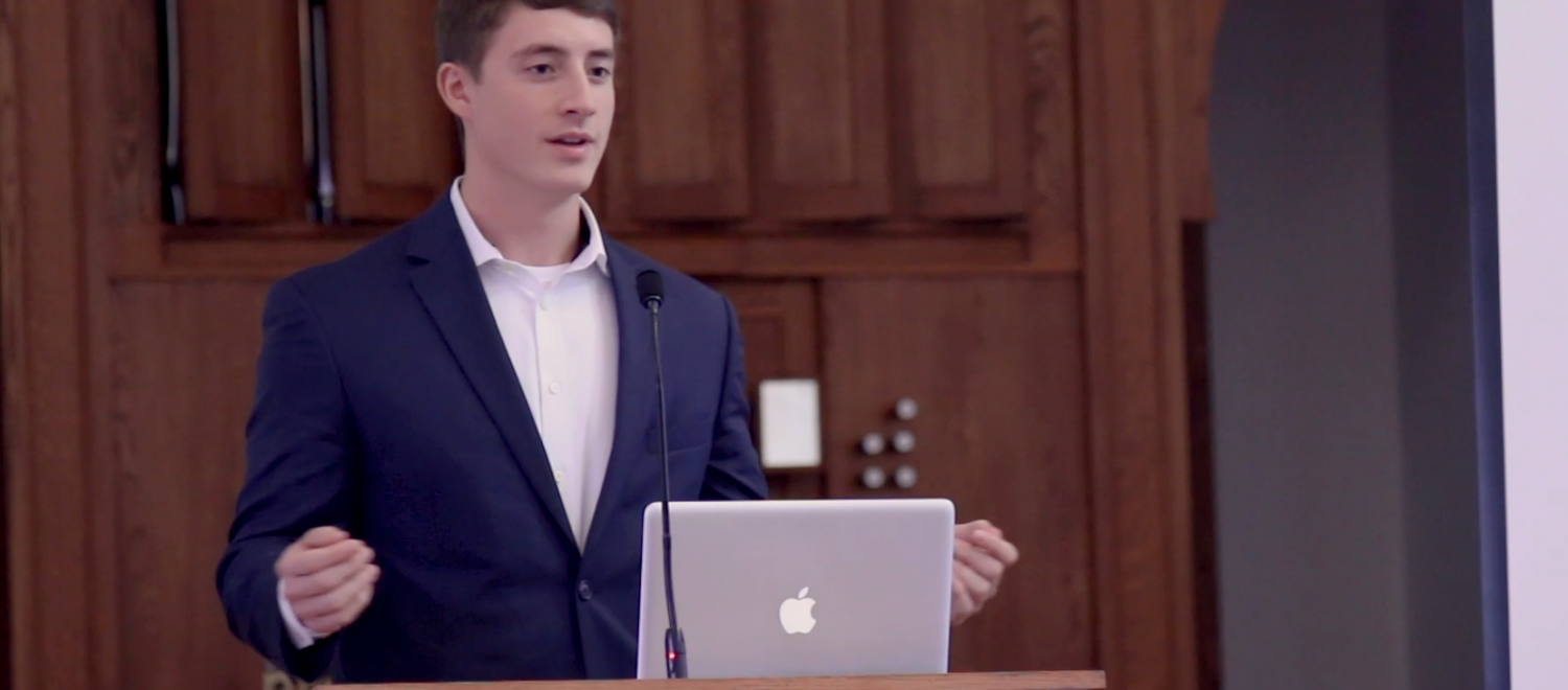 Second year law student Nathaniel Snyder spoke to congressional delegates in November at Paris Yates Chapel